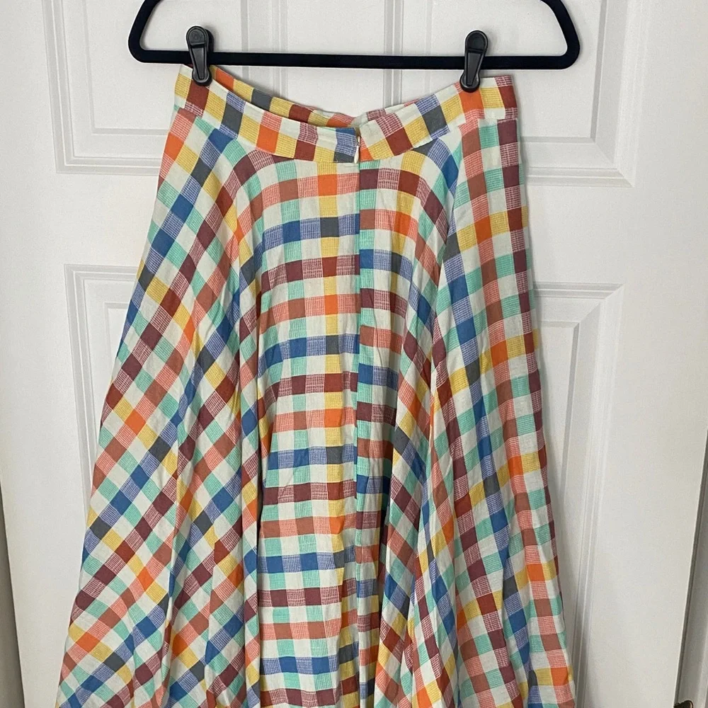 Anthropologie Multicolor Plaid A-Line Circle Skirt - Picture 3 of 3